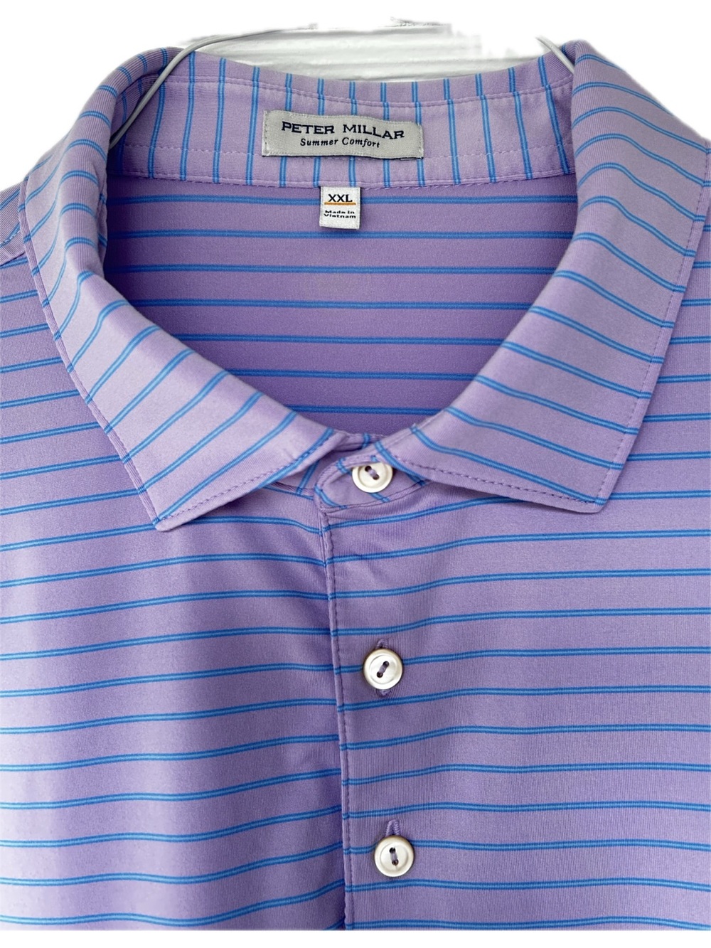 Peter Millar Lavender Stripe Summer Comfort Polo Shirt XXL
